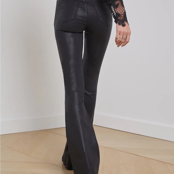 L'AGENCE Noir Coated Flare Pants - Picture 2 of 6